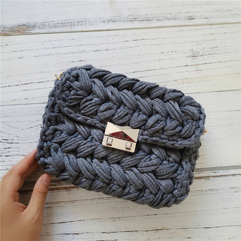 Handmade Crossbody Crochet Cloth Line Small Fragrance Knitting Bag - YUTANI RETRO TECH