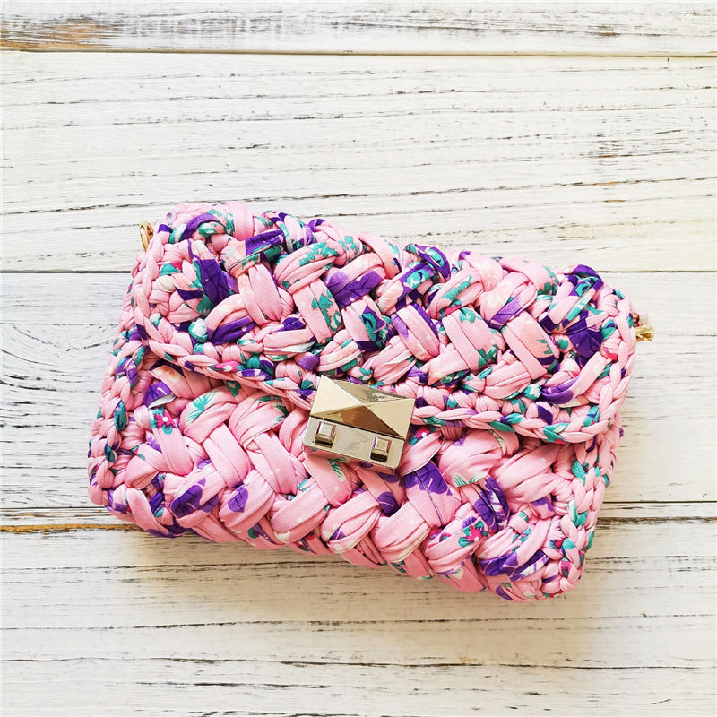 Handmade Crossbody Crochet Cloth Line Small Fragrance Knitting Bag - YUTANI RETRO TECH