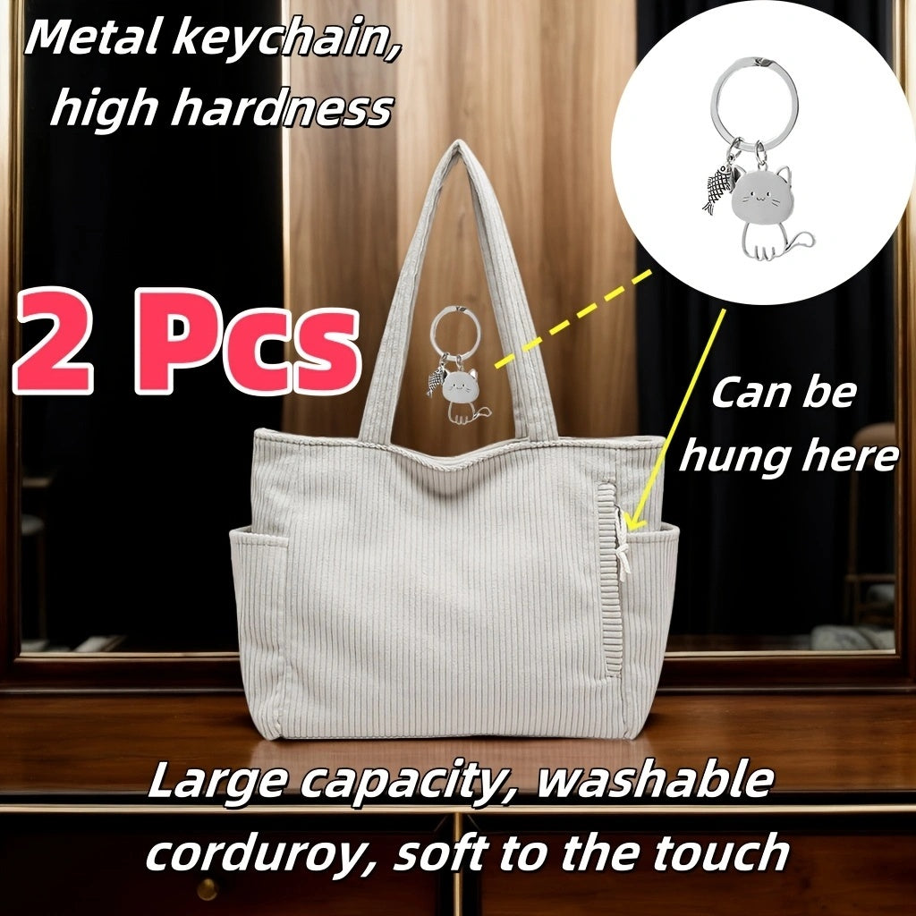 Simple Corduroy Commuter Shoulder Bag Female New Large Capacity Student Commuting To Class Messenger Bag Texture Female Bag - YUTANI RETRO TECH