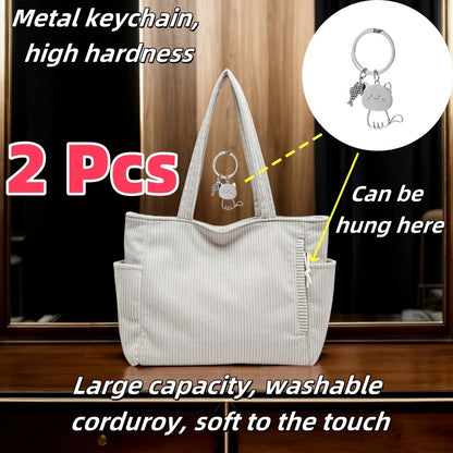 Simple Corduroy Commuter Shoulder Bag Female New Large Capacity Student Commuting To Class Messenger Bag Texture Female Bag - YUTANI RETRO TECH