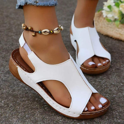 Summer Wedge Sandals Fish Mouth - YUTANI RETRO TECH