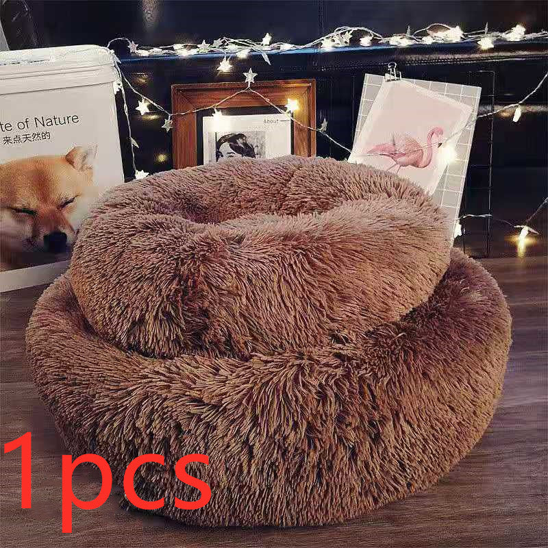 Dog Beds For Small Dogs Round Plush Cat Litter Kennel Pet Nest Mat Puppy Beds - YUTANI RETRO TECH