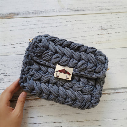 Handmade Crossbody Crochet Cloth Line Small Fragrance Knitting Bag - YUTANI RETRO TECH