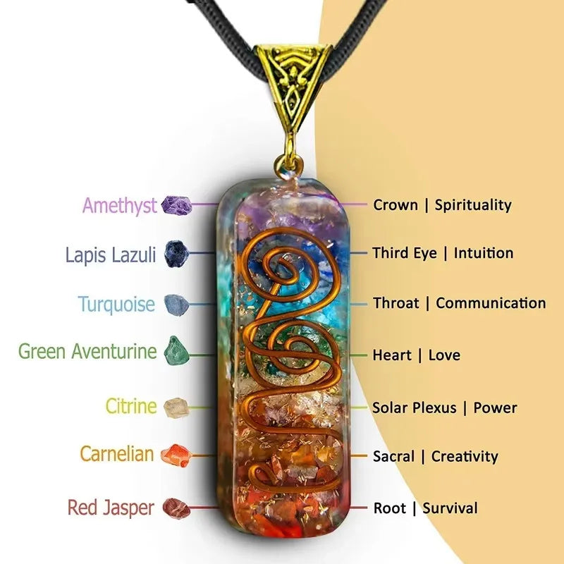 Retro Reiki Healing Energy Crystal Pendant Natural Stone For Yoga Meditation Spiritual 7 Chakra Jewelry Necklace Amulet - YUTANI RETRO TECH