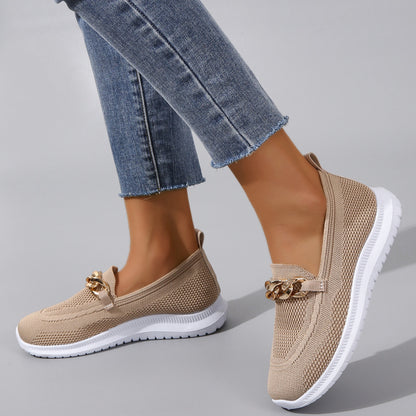 Chain Flats Shoes Women Mesh Sports Walking Shoes - YUTANI RETRO TECH