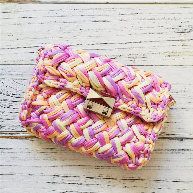 Handmade Crossbody Crochet Cloth Line Small Fragrance Knitting Bag - YUTANI RETRO TECH