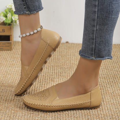 Handmade Stitching Gommino Solid Color Casual Women's Shoes - YUTANI RETRO TECH