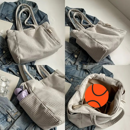 Simple Corduroy Commuter Shoulder Bag Female New Large Capacity Student Commuting To Class Messenger Bag Texture Female Bag - YUTANI RETRO TECH
