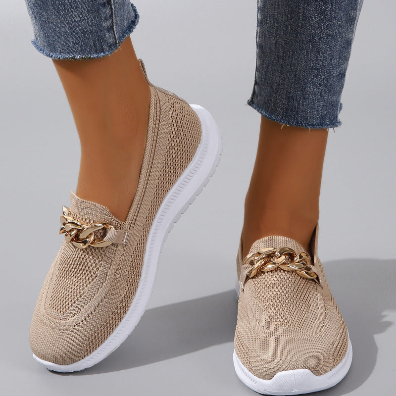 Chain Flats Shoes Women Mesh Sports Walking Shoes - YUTANI RETRO TECH