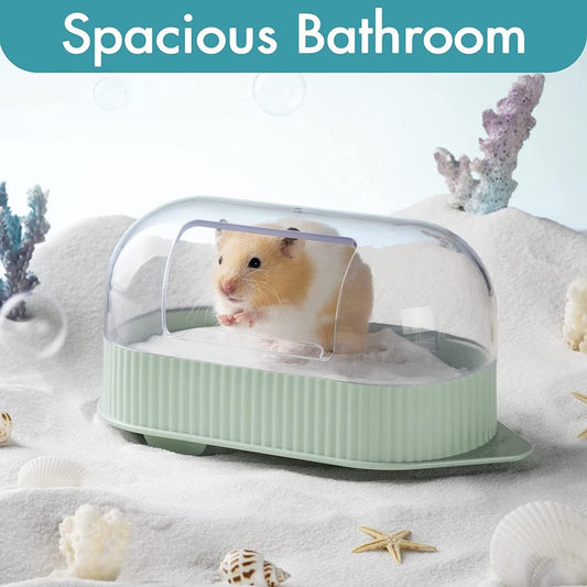 MEWOOFUN Hamster Sand Bath Set - Dual-Use Container & Bowl For Hamsters, Mice & Small Pets, Cage Accessories Green - YUTANI RETRO TECH