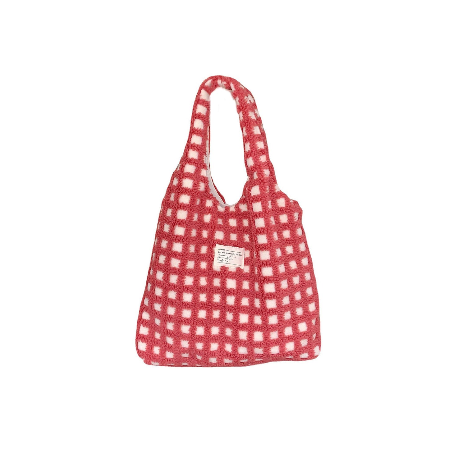 Waffle Flannel Bag Tote Bag Large Capacity Commute Minimalist Student Class Bag - YUTANI RETRO TECH