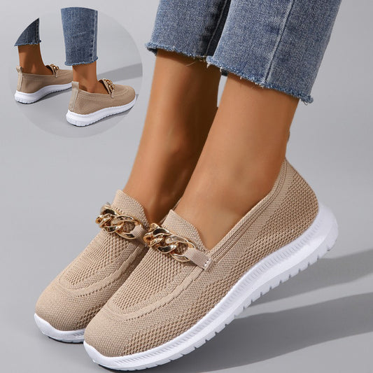 Chain Flats Shoes Women Mesh Sports Walking Shoes - YUTANI RETRO TECH