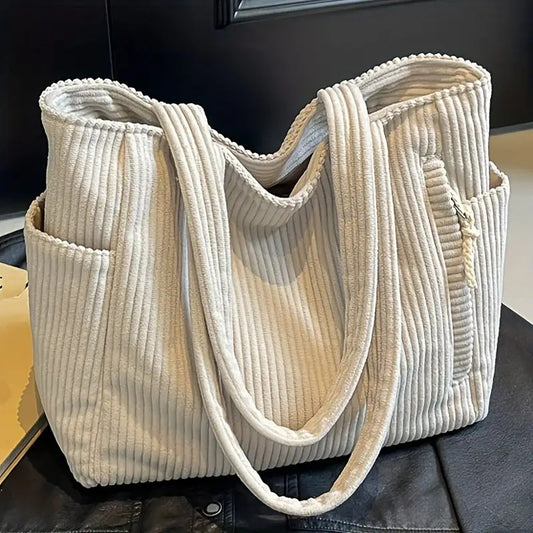 Simple Corduroy Commuter Shoulder Bag Female New Large Capacity Student Commuting To Class Messenger Bag Texture Female Bag - YUTANI RETRO TECH