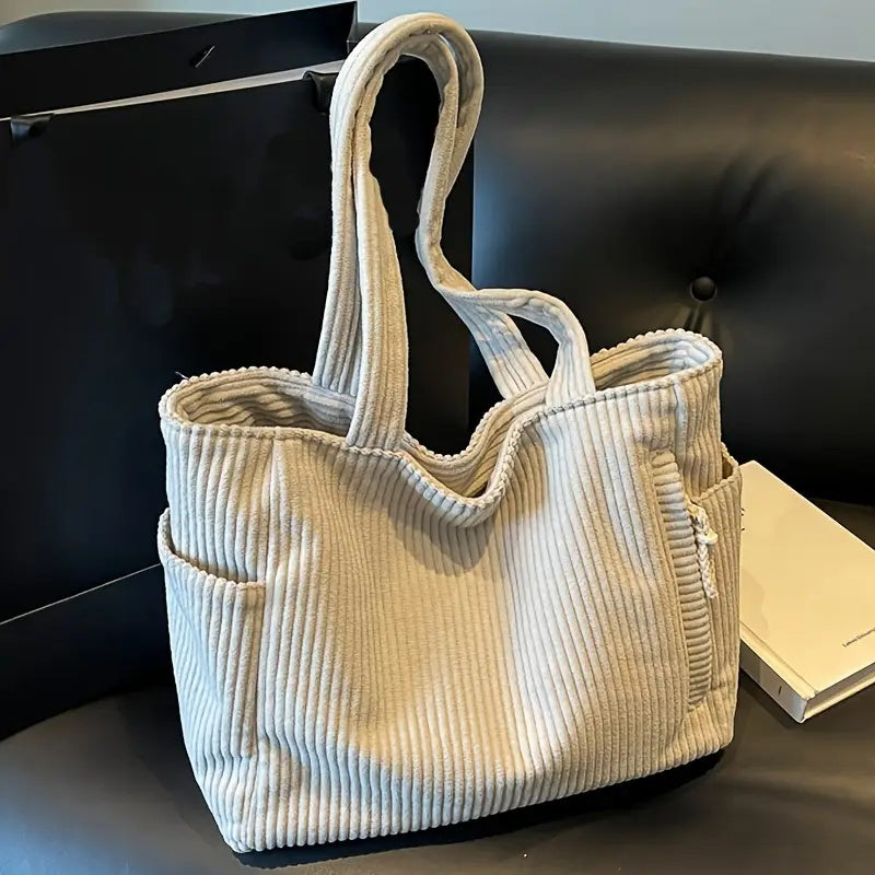 Simple Corduroy Commuter Shoulder Bag Female New Large Capacity Student Commuting To Class Messenger Bag Texture Female Bag - YUTANI RETRO TECH