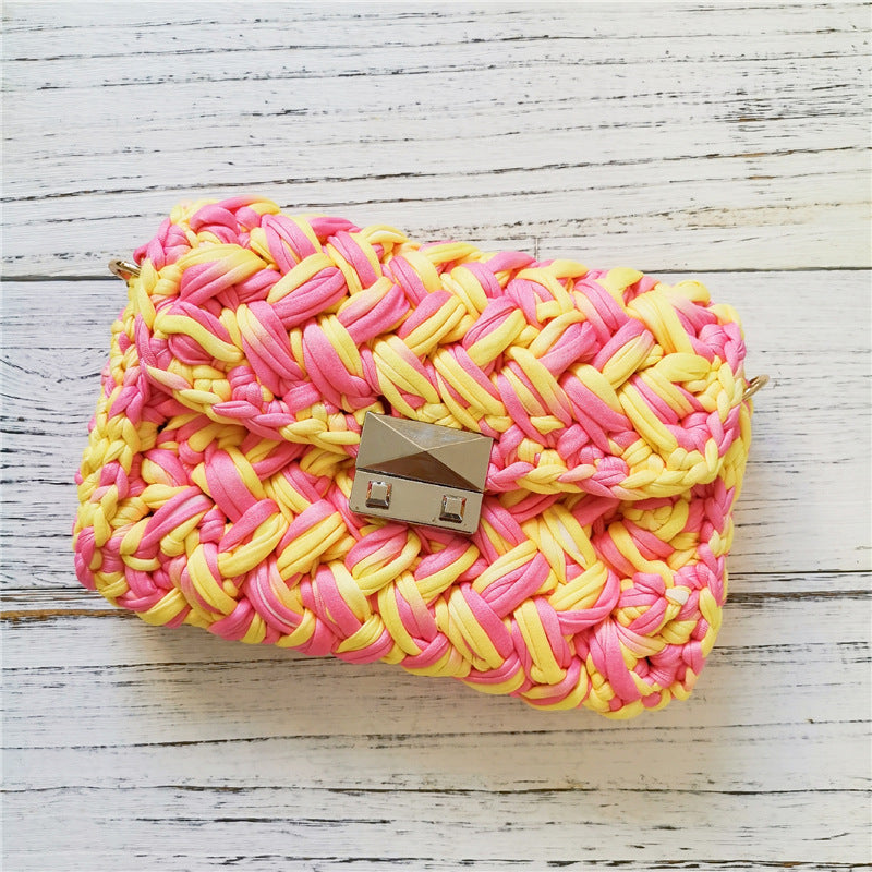 Handmade Crossbody Crochet Cloth Line Small Fragrance Knitting Bag - YUTANI RETRO TECH