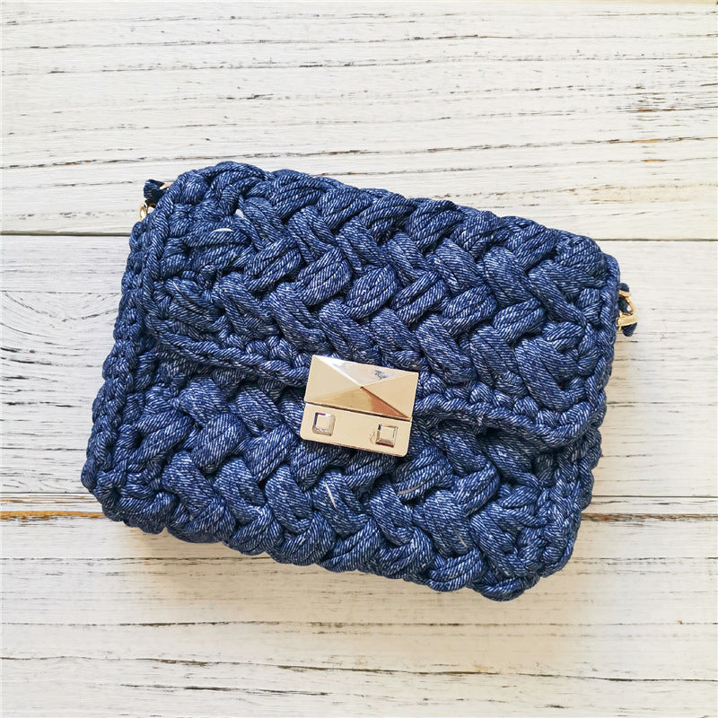 Handmade Crossbody Crochet Cloth Line Small Fragrance Knitting Bag - YUTANI RETRO TECH