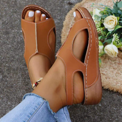 Summer Wedge Sandals Fish Mouth - YUTANI RETRO TECH