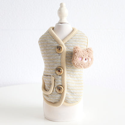 Pet Cat And Dog Bronzing Print Bear Vest - YUTANI RETRO TECH