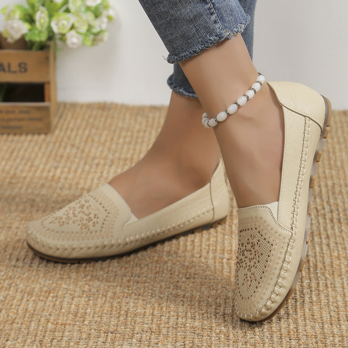Handmade Stitching Gommino Solid Color Casual Women's Shoes - YUTANI RETRO TECH