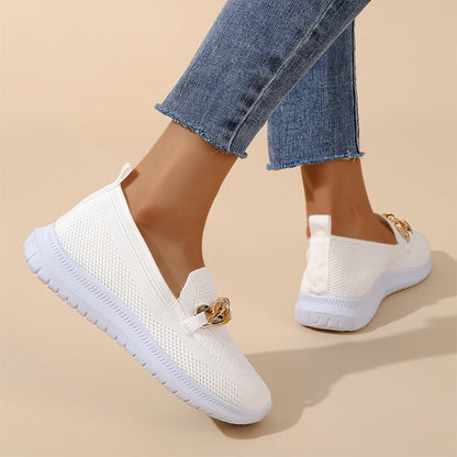 Chain Flats Shoes Women Mesh Sports Walking Shoes - YUTANI RETRO TECH