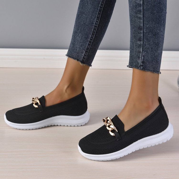 Chain Flats Shoes Women Mesh Sports Walking Shoes - YUTANI RETRO TECH