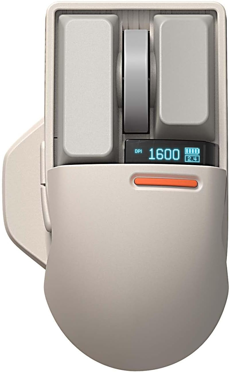 Touch PBT - Ratón Inalámbrico Con Receptor USB, Bluetooth, Conexión Por Cable, Recargable, 4000 DPI Con Pantalla OLED Compatible Con Superficie De Vidrio Para Mac, Windows, PC, Notebook/Block